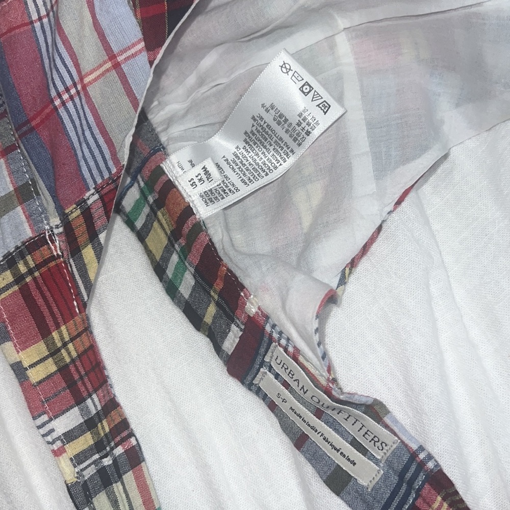 UO Plaid Patchwork Backless Cropped Halter Top, s… - image 5